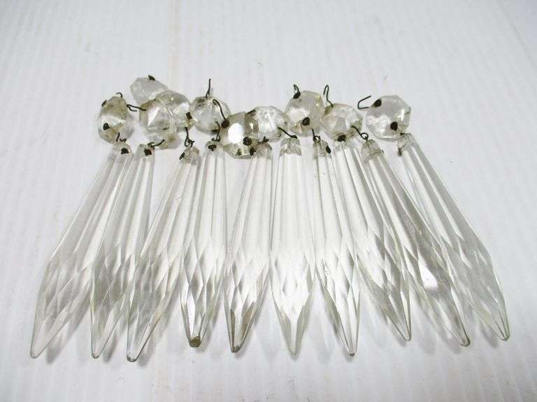 (10) Antique crystal lamp prisms, 4”L Albrecht Auction Service