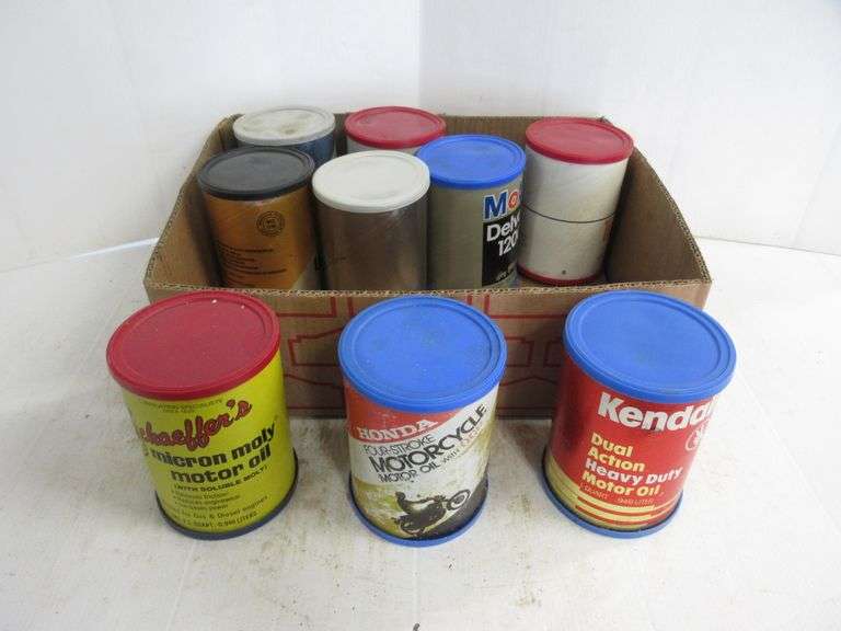 (9) Old Cardboard Quart Engine Oil Containers, Includes Sunoco, Mobil