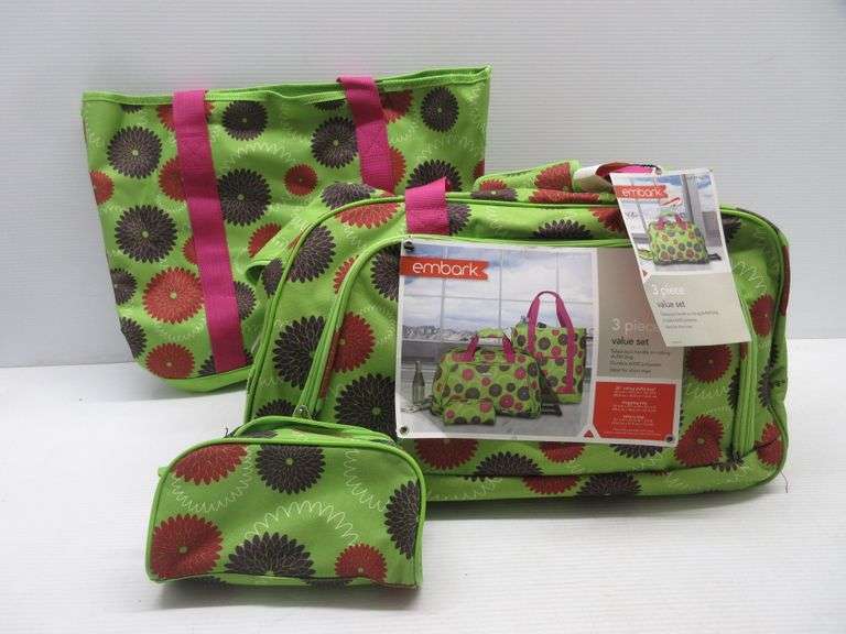 ThreePiece Embark Luggage Set 1 Rolling Duffle Style Bag with Handle