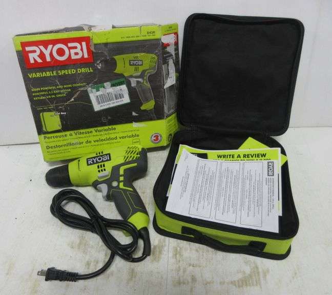 RYOBI ⅜” keyless chuck variable speed reversible corded drill, model no