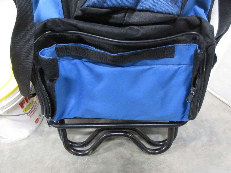 Clam ice fishing chair with minnow bucket and bubbler, used Albrecht