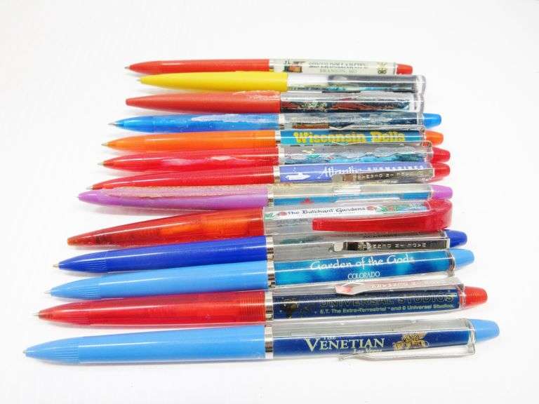 (13) Older Souvenir Floaty Pens, Most by Eskesen of Denmark, Includes a