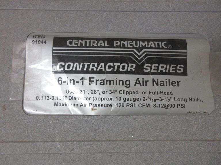 Central Pneumatic contractor series 6in1 framing air nailer, not