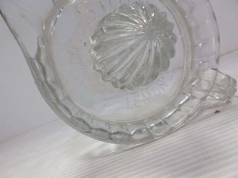 Jadeite juicer/reamer; Fire King jadeite loop cup and saucer; French