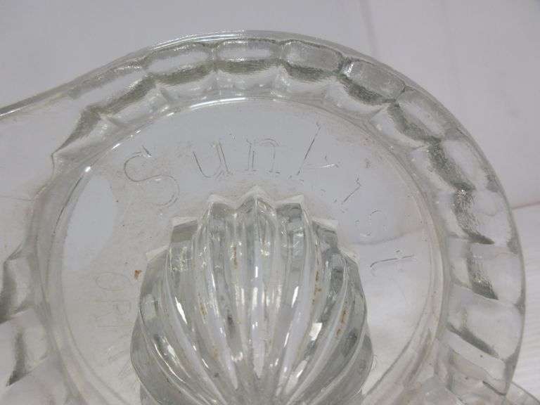 Jadeite juicer/reamer; Fire King jadeite loop cup and saucer; French