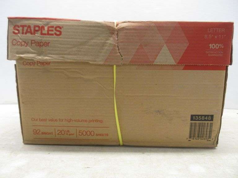 Case of printer paper, 10 reams of 500 sheets, 5000 total, new