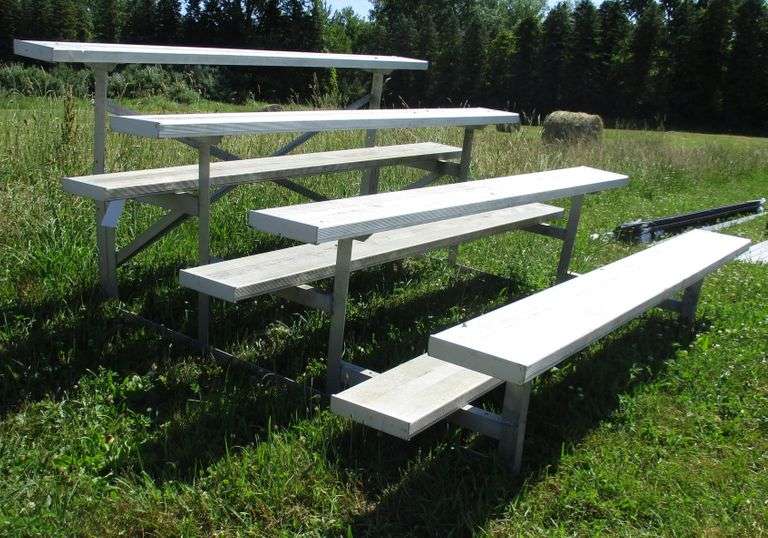 8' Bleachers, 90"W x 80"D x 41"H, in good condition Albrecht Auction Service