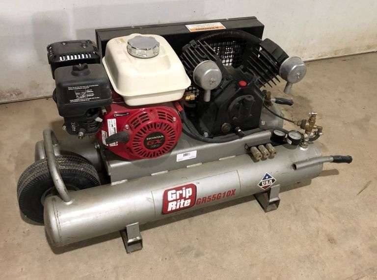 Grip Rite GR55G10X Wheelbarrow Air Compressor, Has 3 Hose Ports, Honda Engine, Was used to