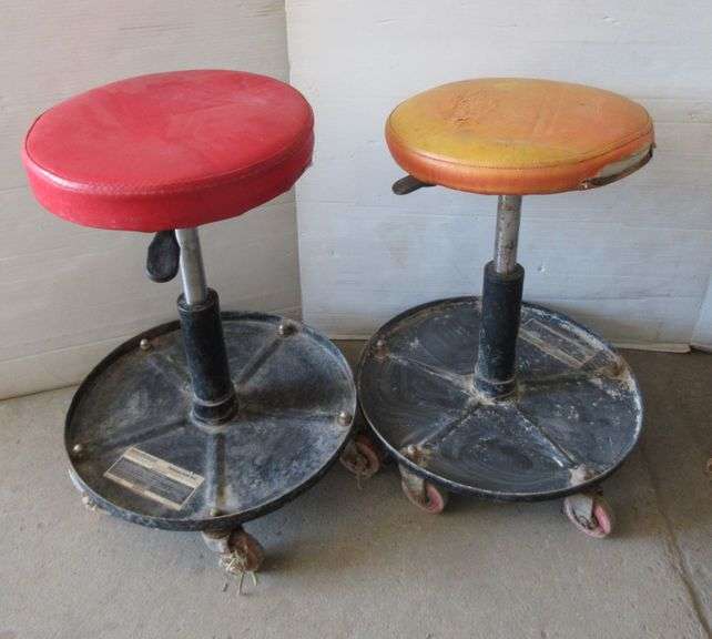 (4) Pittsburgh pneumatic rolling seats, 21"H, seats have wear and