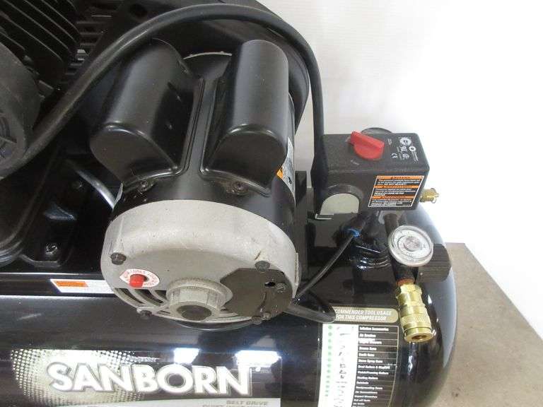 Sanborn 20Gallon, 135 PSI air compressor, used one time, in new