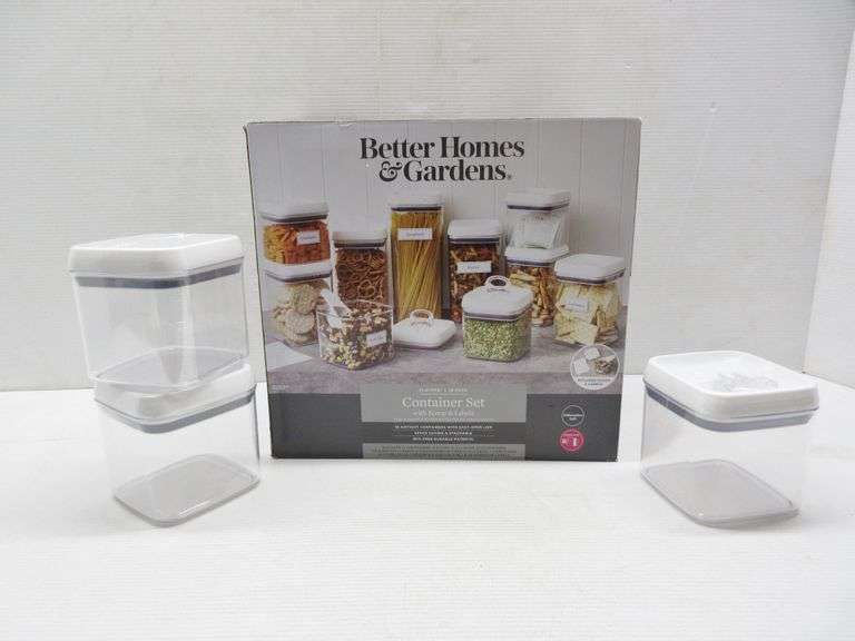 Better Homes & Gardens flip-tite canister set with scoops and labels