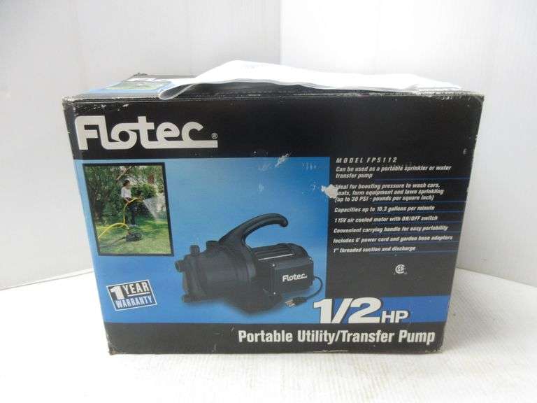 Flotec 1/2 HP portable utility transfer pump Albrecht Auction Service