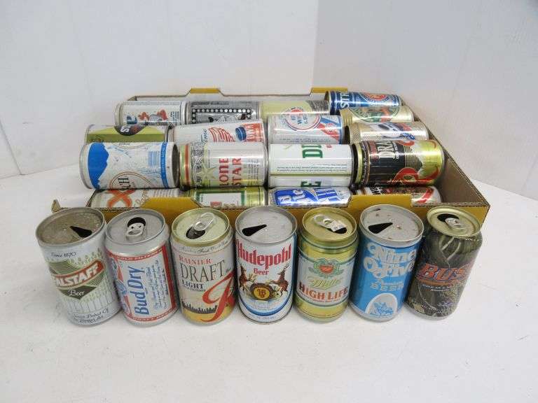 (40) Old empty steel and tin beer cans Albrecht Auction Service