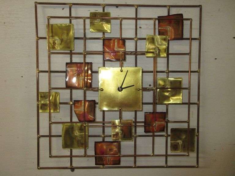 Devall Brutalist MidCentury Modern metal wall clock, highend item