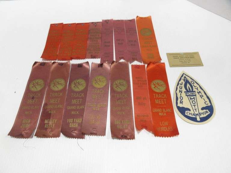 (17) 1955 and 1956 track ribbons, include seven 1955 Grand Blanc