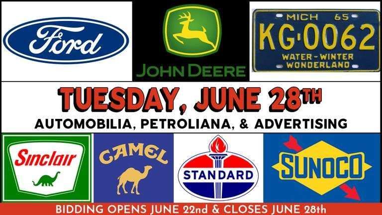 June 28th (Tuesday) Automobilia, Petroliana, and Advertising Online Auction