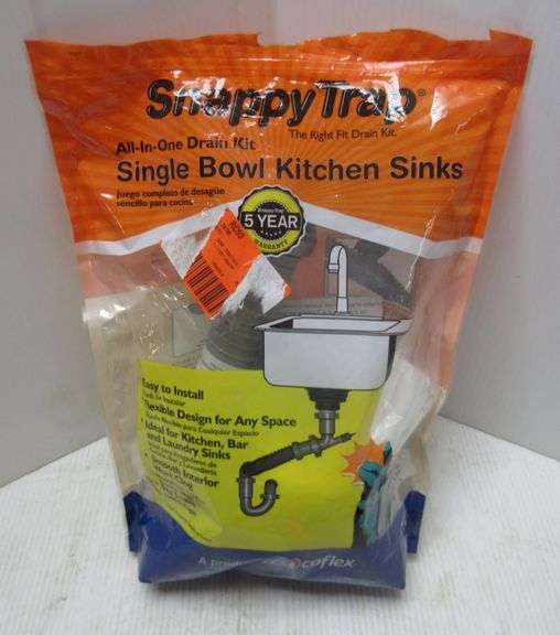 Snappy trap all in one drain kit for single bowl kitchen sinks