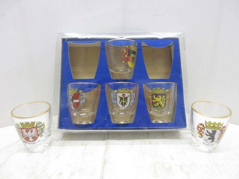 (6) German shot glasses, in original packaging Albrecht Auction Service