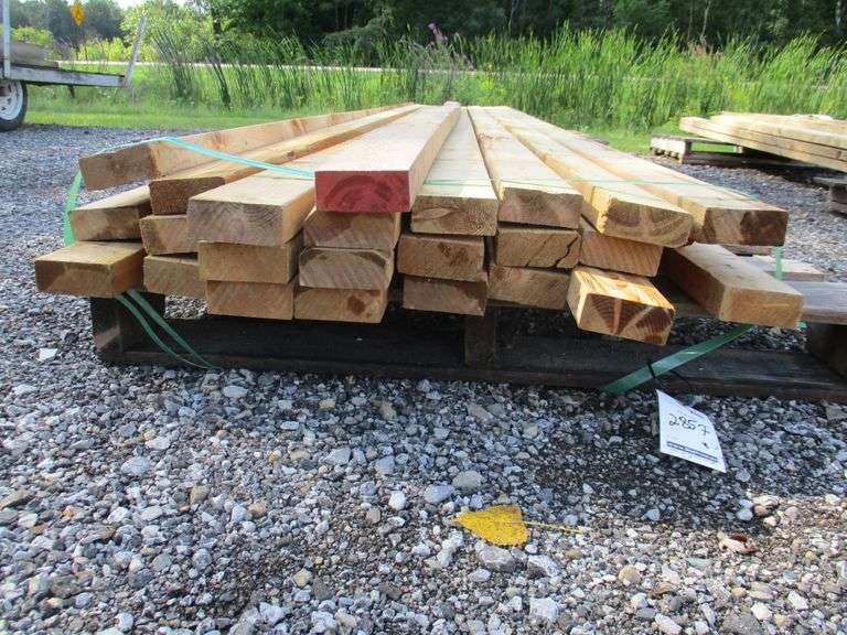 (24) Pieces of assorted lumber, 4"W x 2"Thick x 16'18'L, unused