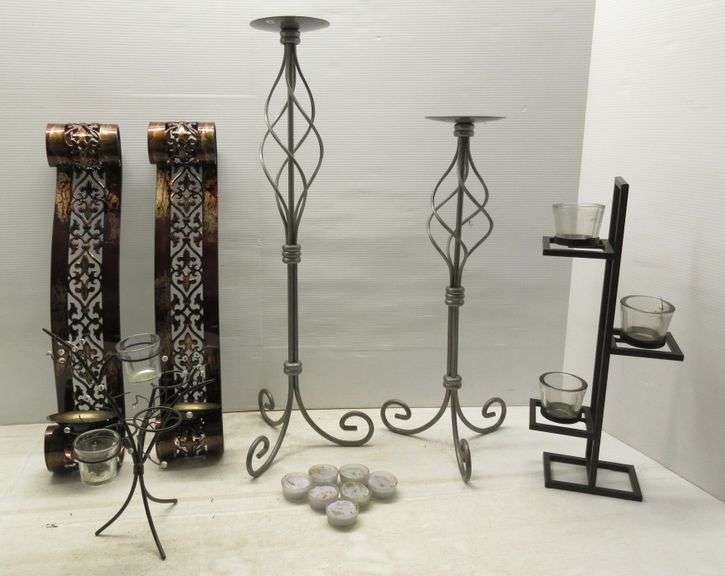 (2) Large candle holder floor, (2) Large table candle holders, and (2