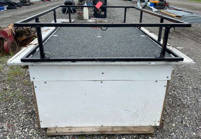 Dog box, has rig rack on top, rig holes on sides for dogs head to stick out, doors on sides that