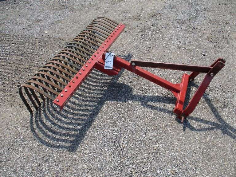 Threepoint landscape rake for tractor, 48"W, 24" pin to pin end, used