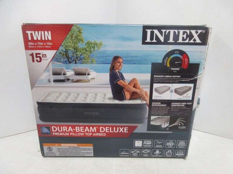 Intex twin size Durabeam Deluxe premium pillow top airbed with built