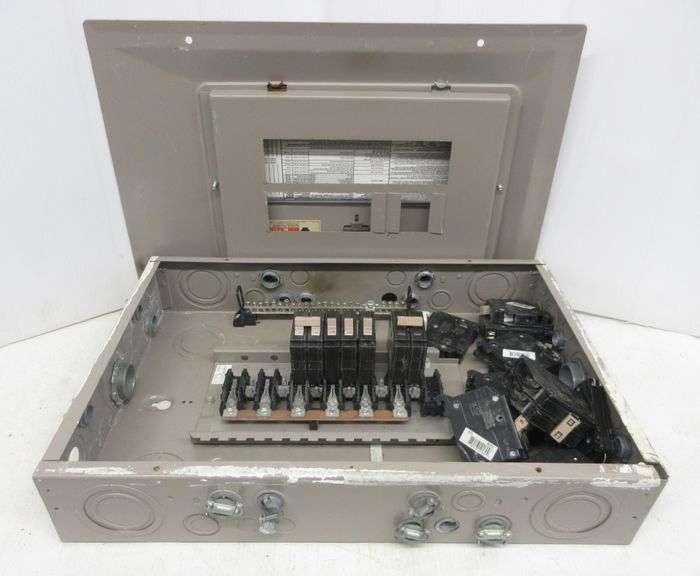 100 AMP breaker box, Cutler Hammer with 20, 30, and 100 AMP breakers, box 14 1/2" x 21", used