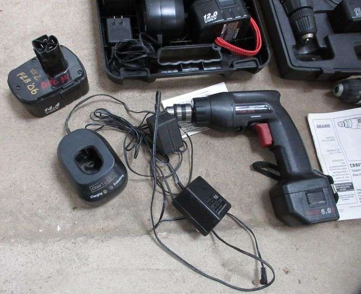 Craftsman cordless drills, battery, and chargers, all drills appear to