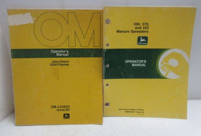 (2) John Deere tractor implement manuals: OM John Deere 1250 planter operators manual, OM-A22852 ...