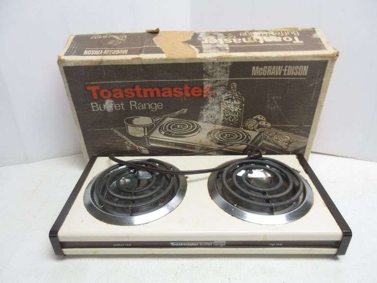 Toastmaster buffet range electric stove top, 2burner, Model No. 6407, works Albrecht Auction