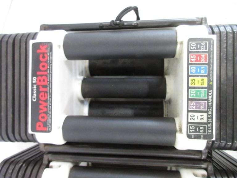 Pair of Classic 50 powerblock interchangeable dumbbells, weight