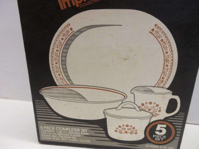 Corelle Corning Ginger "Summer Impressions" 5piece set, NOS Albrecht Auction Service