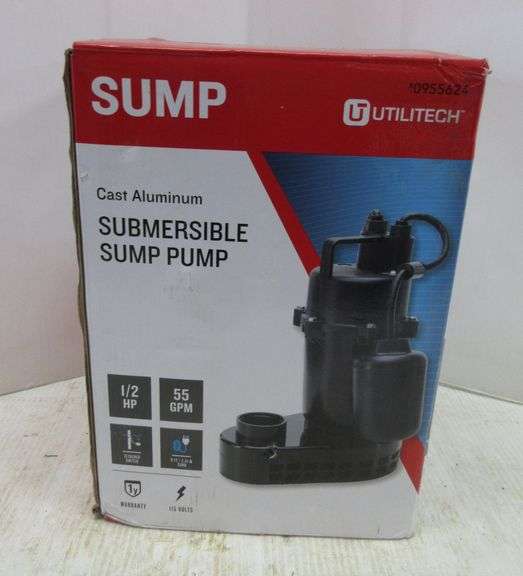 Utilitech 0955624 1/2 HP, cast aluminum, submersible sump pump, tested