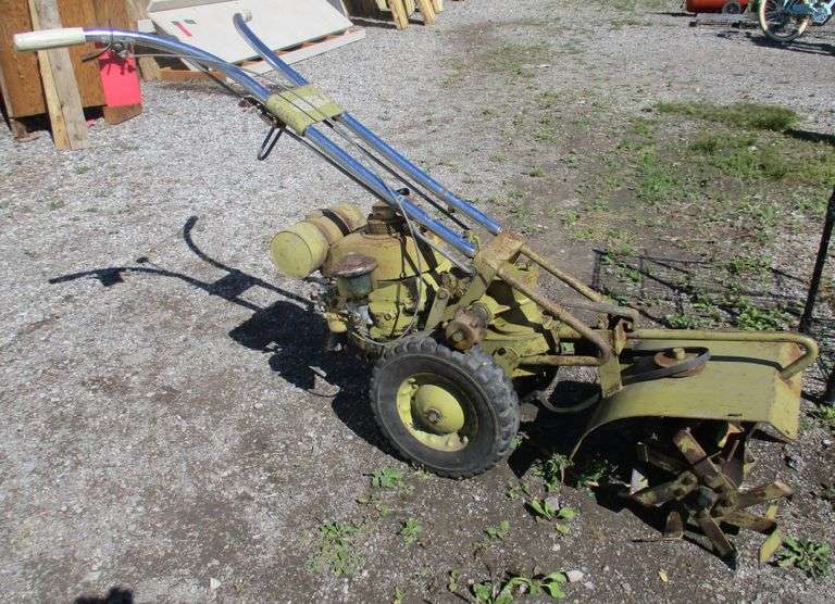 rototiller, motor turns over, looks complete, used, wear