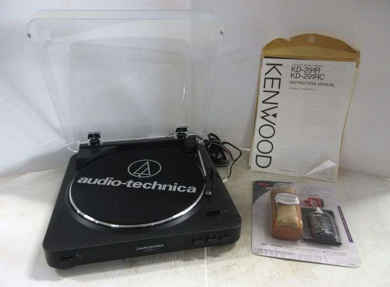 AudioTechnica Stereo Turntable, Model No. LP60; RCA Disc washer vinyl