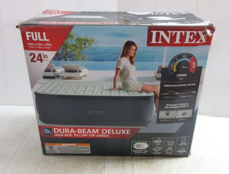 Intex full 24"H DuraBeam Deluxe highrise pillow top airbed with built