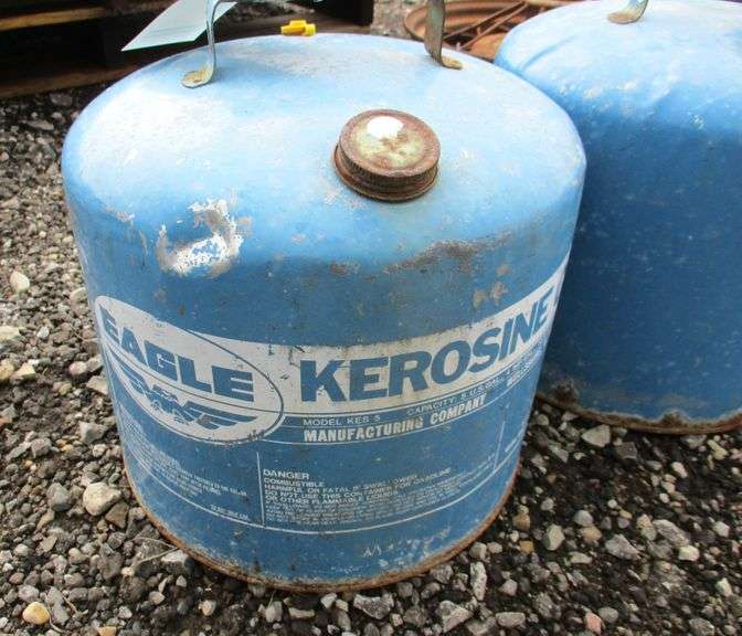 (2) Older kerosine cans Eagle 5gallons, Wellsburg, W. VA. Albrecht