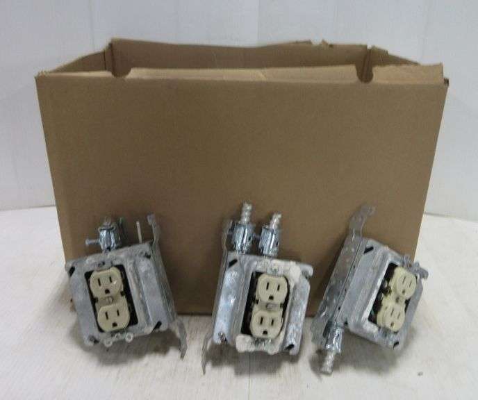 (20) Metal outlet boxes, some with outlets, used Albrecht Auction Service