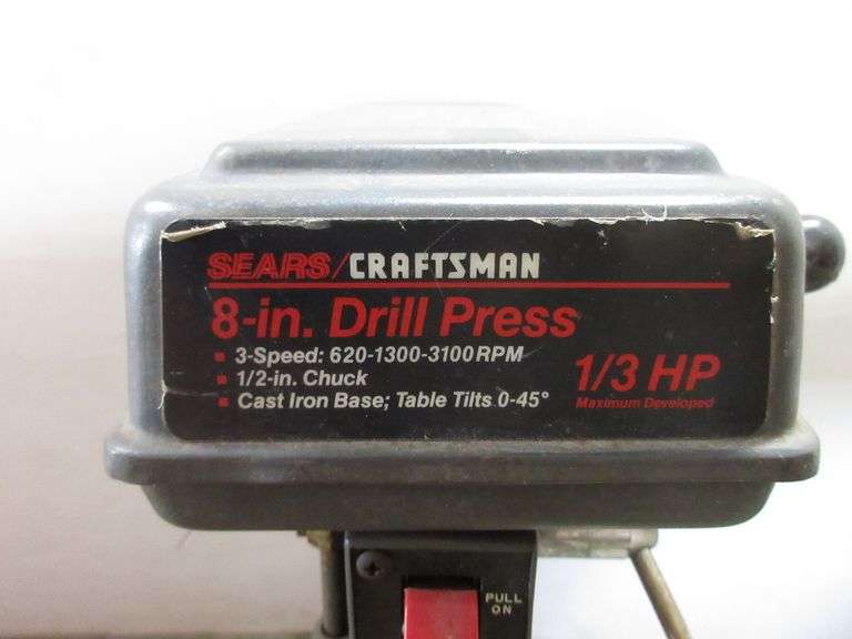 Craftsman 8" drill press, 1/3 HP, works great Albrecht Auction Service