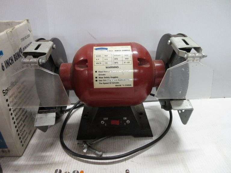 Cummins 6" bench grinder and "Pony" clampon vise, excellent Albrecht Auction Service
