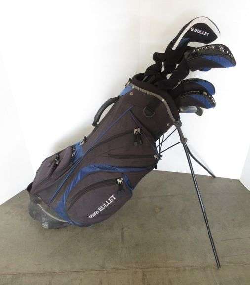 Bullet golf clubs with bag, strap, and cover for bag, clubs include