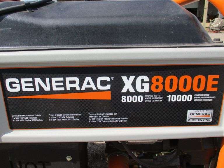 Generac XG8000E gas generator, only 17 hours on unit, electric or pull