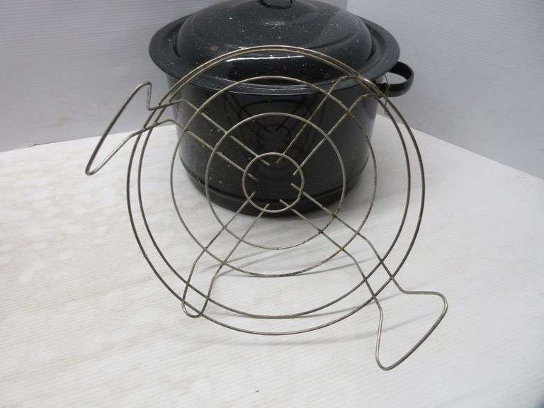 (2) Canning Kettles, sevenquart, both have inserts to lift out of jars