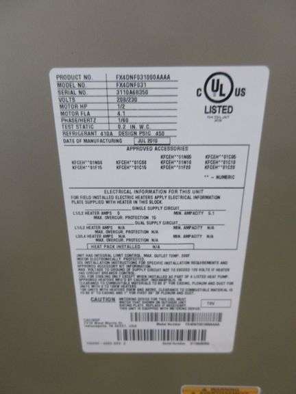 Carrier air handler 1/2 HP blower, 410 gas, model FX4DNF031, 2 1/2-Tons