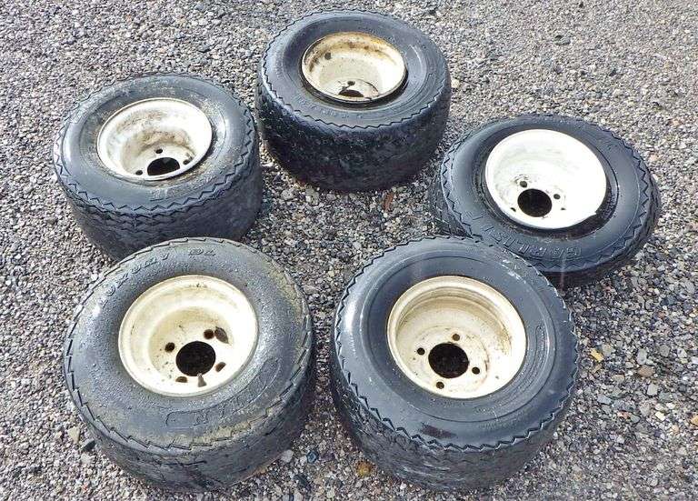 (5) 4Lug golf cart tires, 8" rims, fair Albrecht Auction Service