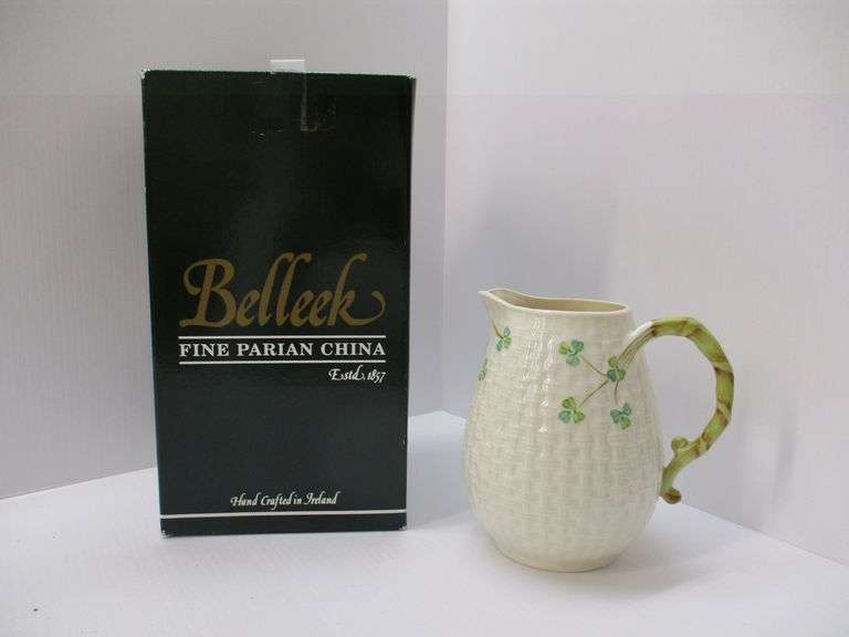 Belleek Fine Parian china, made in Ireland, Shamrock milk pitcher with