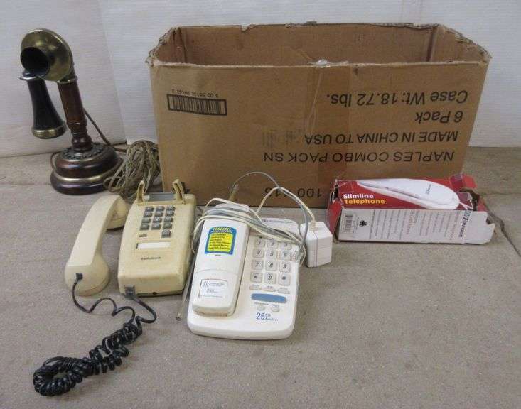 Old Landline phones, answering machine, and CallerID Albrecht Auction Service