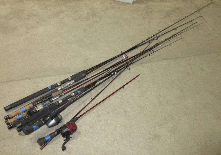 Fishing rods with (3) reels, all appear to be complete without missing