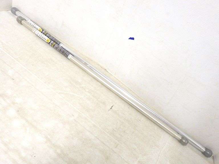 (2) Aluminum tension shower rods from Bed, Bath, and Beyond, small and